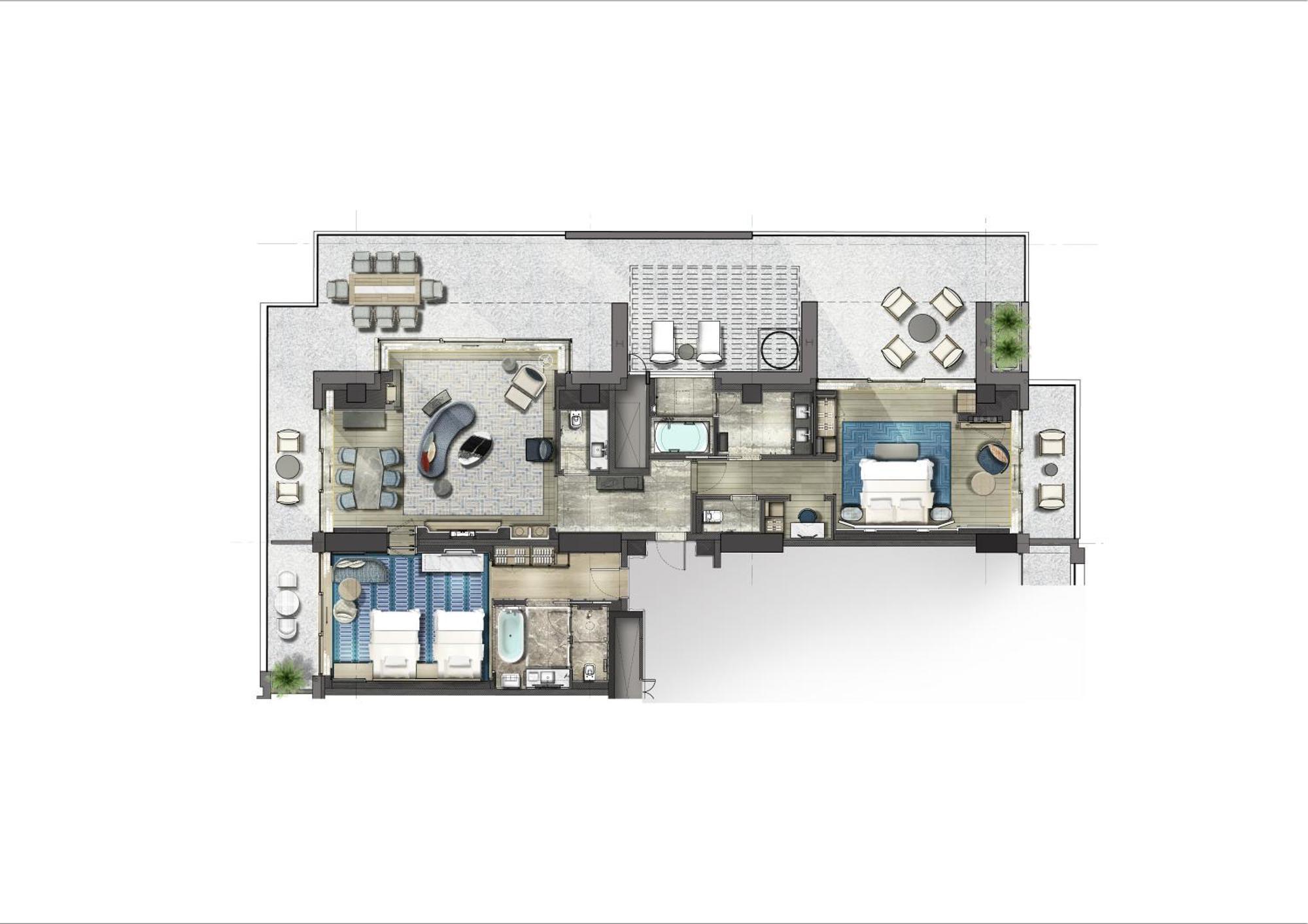 City Of Dreams Mediterranean - Integrated Resort, Casino & Entertainment Limassol Bilik gambar Floorplan of a typical apartment