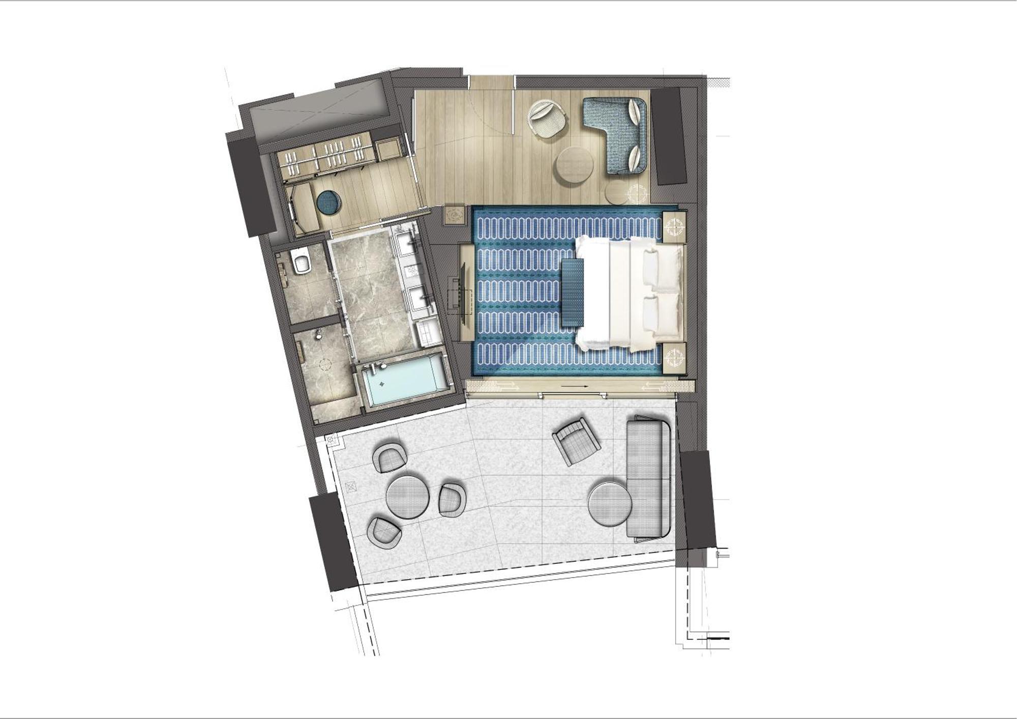City Of Dreams Mediterranean - Integrated Resort, Casino & Entertainment Limassol Bilik gambar Floorplan of a typical apartment